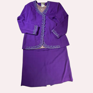 Champagne Italy Purple Beaded Skirt Set Size 16